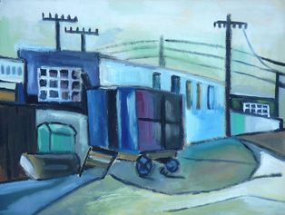 Industrielandschaft mit Bauwagen